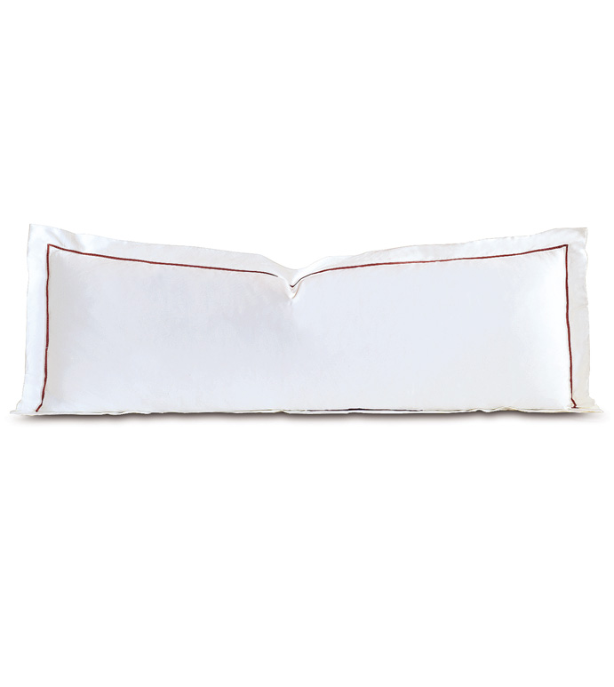 Linea Velvet Ribbon Grand Sham In White & Shiraz