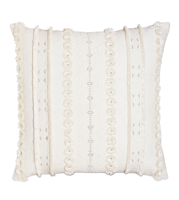 Justina Fringe Decorative Pillow In Ivory Eastern Accents