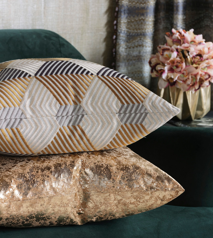 Sessile Metallic Decorative Pillow In Copper Eastern Accents