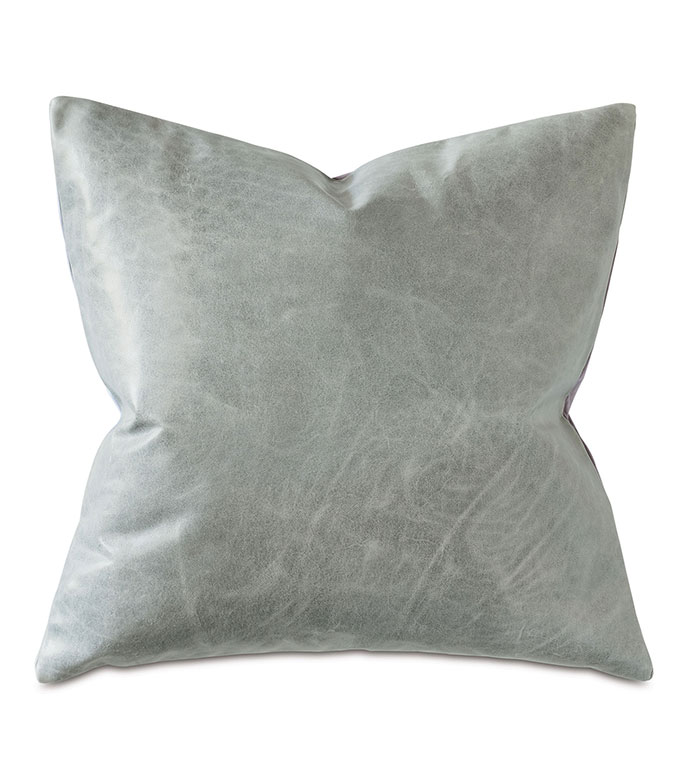 Tudor Leather Decorative Pillow in Dove