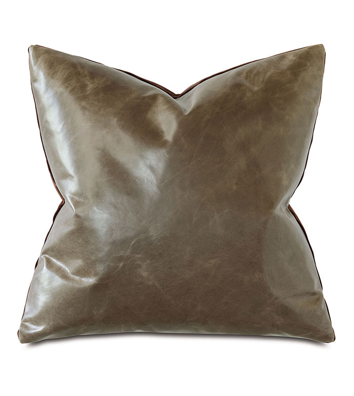 Tudor Leather Decorative Pillow In Cocoa