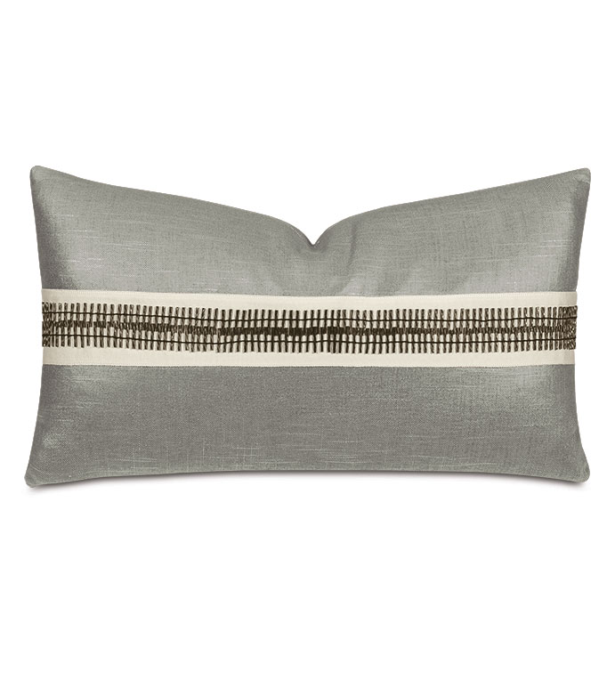 Dax Beaded Trim Decorative Pillow in Taupe