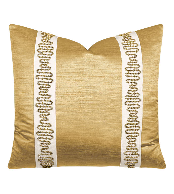 Lucent Metallic Border Decorative Pillow in Gold