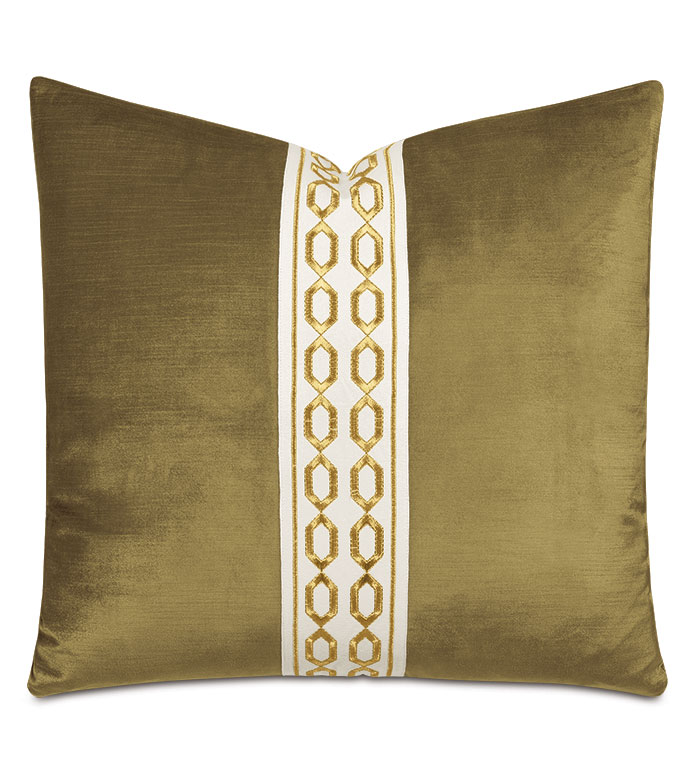 Lucerne Chain Tape Decorative Pillow in Olive