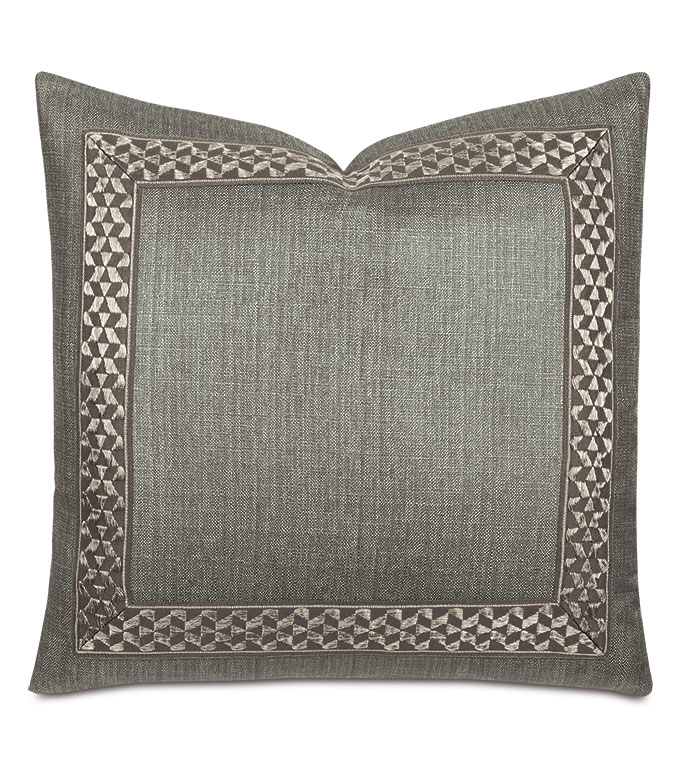 Salazar Metallic Border Decorative Pillow in Slate