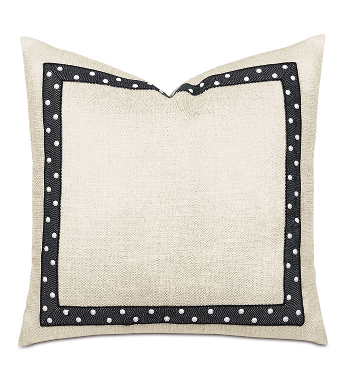 Salazar Pearl Nailhead Decorative Pillow in Cream