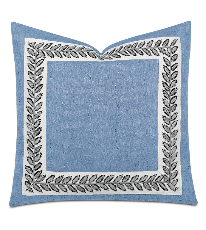 Saturn Leaf Border Decorative Pillow in Indigo