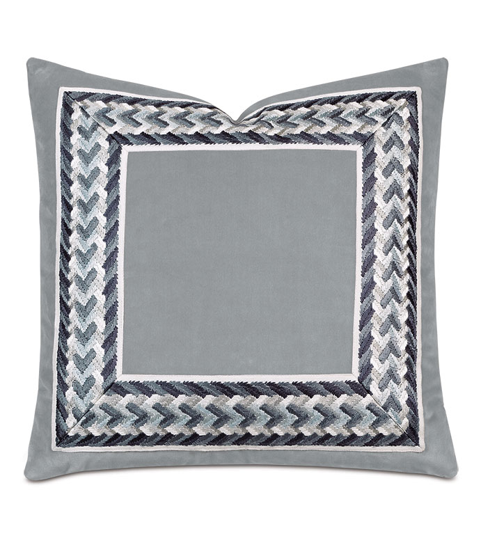 Uma Embroidered Border Decorative Pillow in Gray