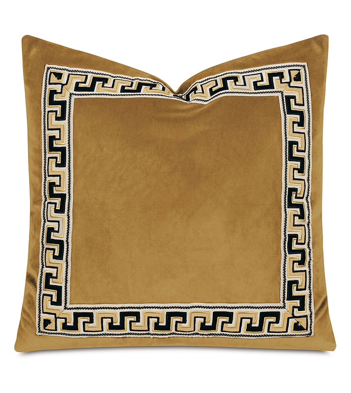 Uma Meander Border Decorative Pillow in Gold