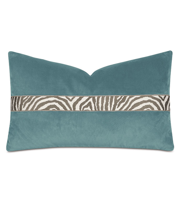 Uma Zebra Border Decorative Pillow in Teal