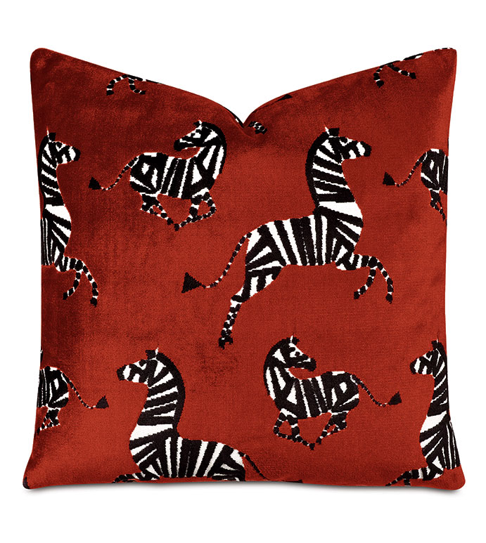 Tenenbaum Zebra Decorative Pillow in Cherry