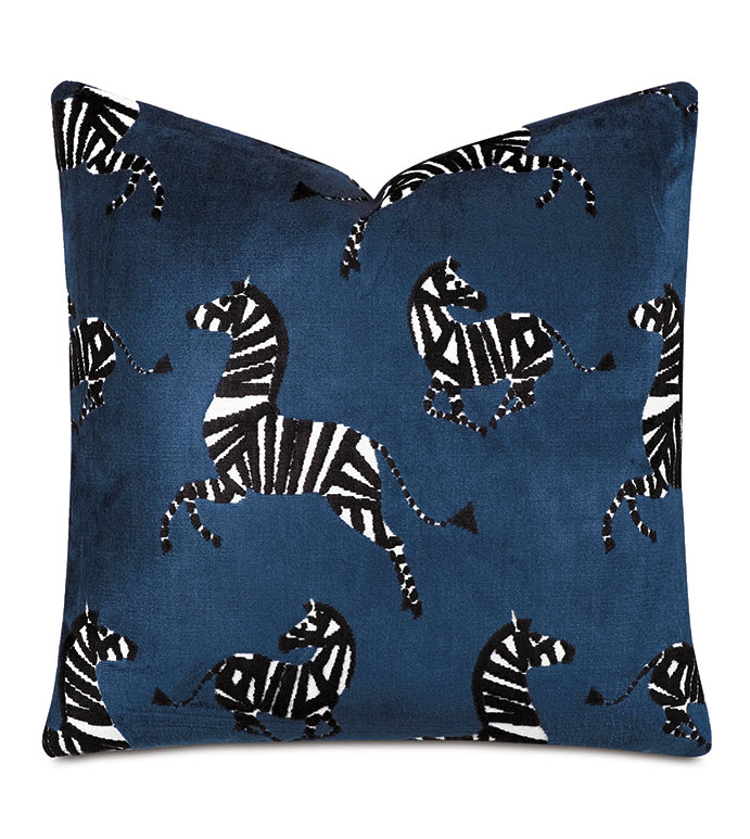 Tenenbaum Zebra Decorative Pillow in Pacific