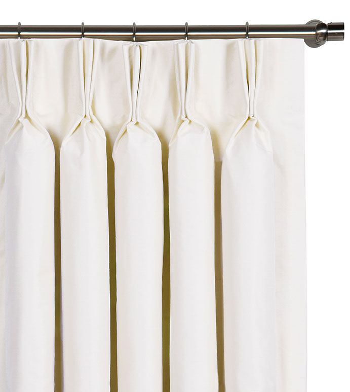 Edris Faux Silk Curtain Panel in White