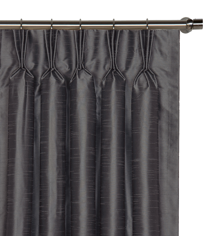 Edris Faux Silk Curtain Panel in Charcoal