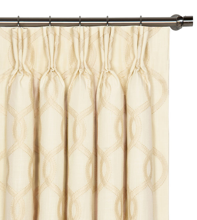 Gresham Embroidered Curtain Panel in Cream