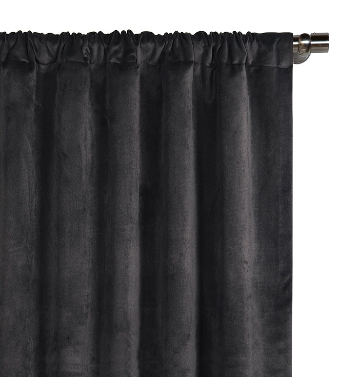 Nellis Velvet Curtain Panel in Charcoal