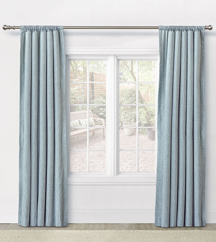 ATHENA EMBROIDERED CURTAIN PANEL IN AQUA