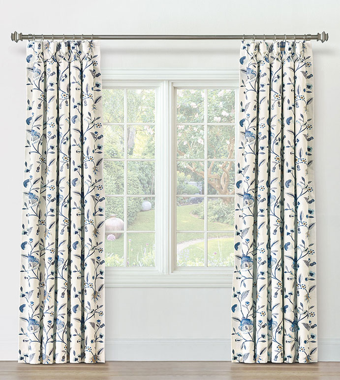 PROMENADE FLORAL CURTAIN PANEL IN BLUE