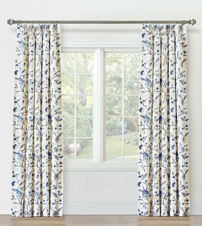 PROMENADE FLORAL CURTAIN PANEL IN BLUE