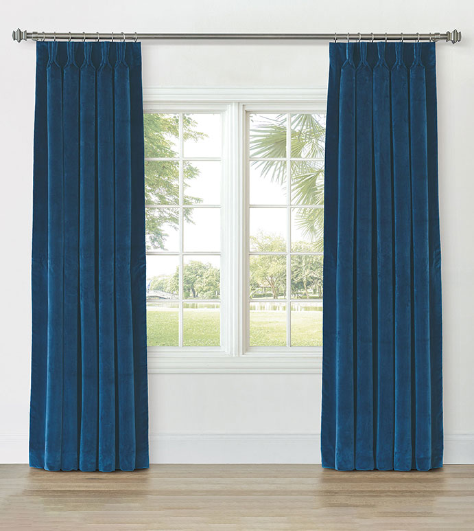 UMA VELVET CURTAIN PANEL IN BLUE