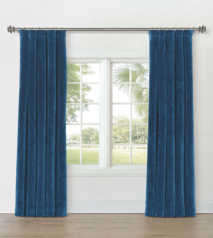 UMA VELVET CURTAIN PANEL IN BLUE