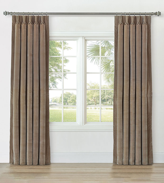 UMA VELVET CURTAIN PANEL IN KHAKI
