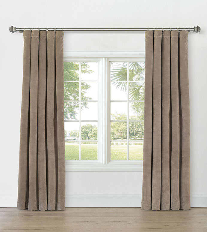 UMA VELVET CURTAIN PANEL IN KHAKI