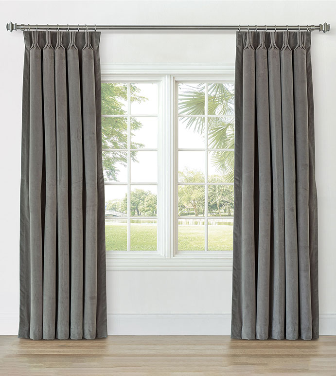 UMA VELVET CURTAIN PANEL IN GRAY