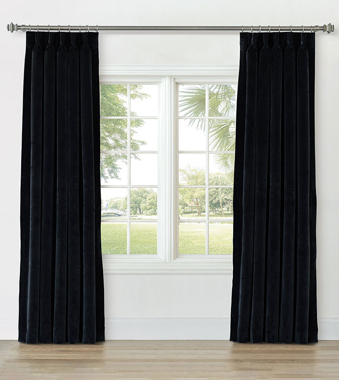 UMA VELVET CURTAIN PANEL IN CHARCOAL