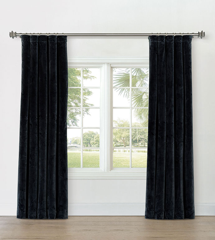 UMA VELVET CURTAIN PANEL IN CHARCOAL