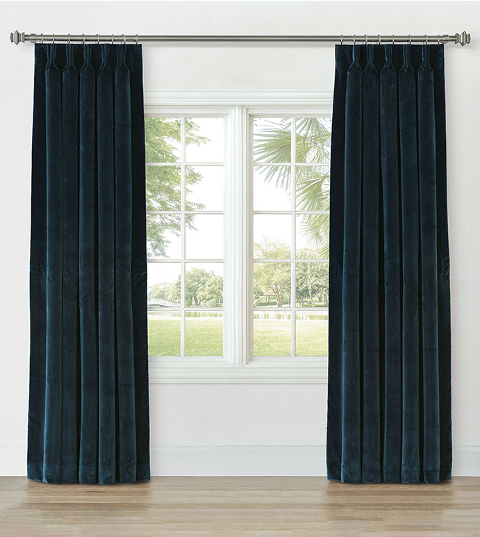 UMA VELVET CURTAIN PANEL IN PACIFIC
