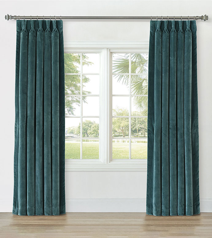 UMA VELVET CURTAIN PANEL IN TEAL