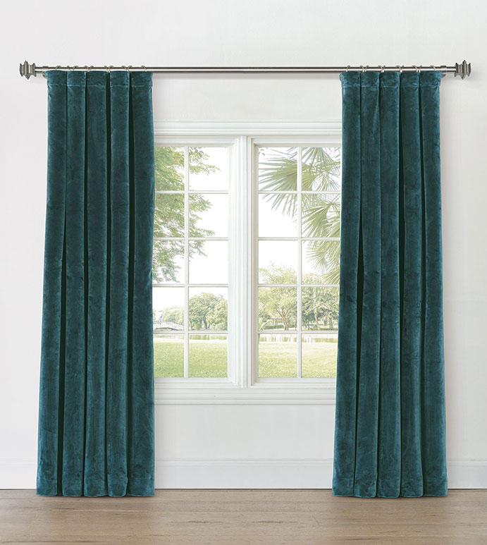 UMA VELVET CURTAIN PANEL IN TEAL