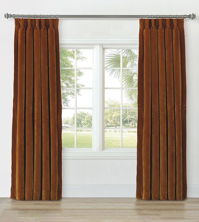 UMA VELVET CURTAIN PANEL IN ORANGE