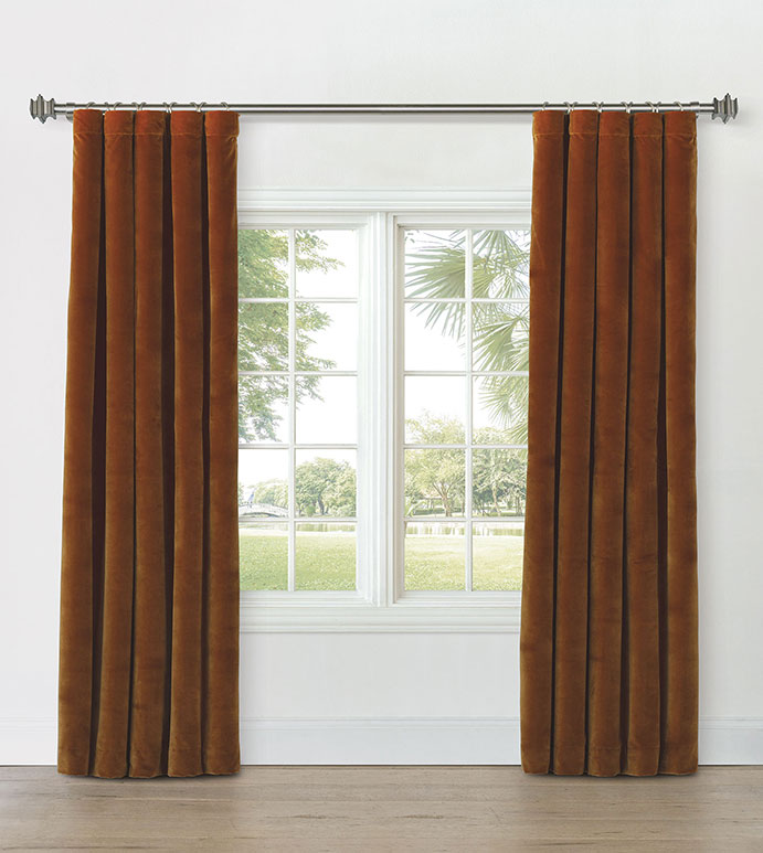 UMA VELVET CURTAIN PANEL IN ORANGE