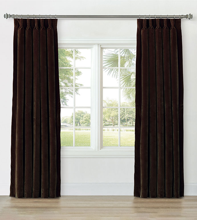 UMA VELVET CURTAIN PANEL IN BROWN
