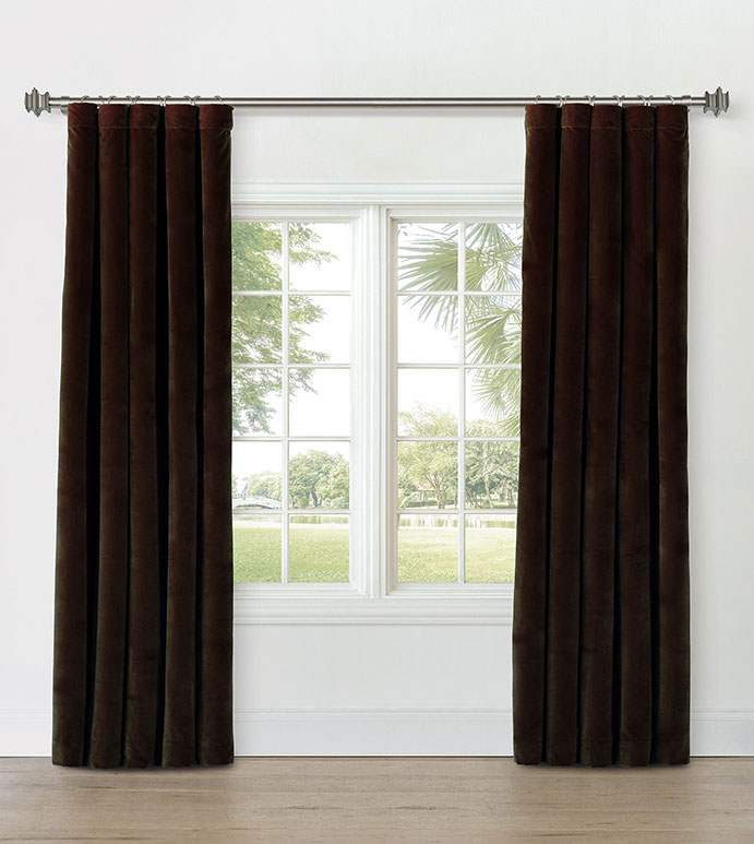 UMA VELVET CURTAIN PANEL IN BROWN