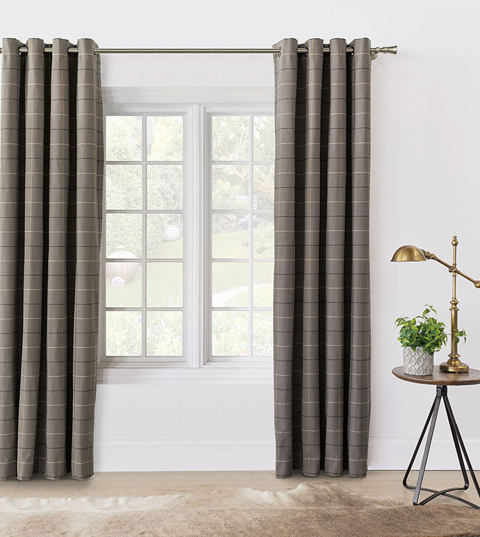 Chalet Check Curtain Panel in Slate