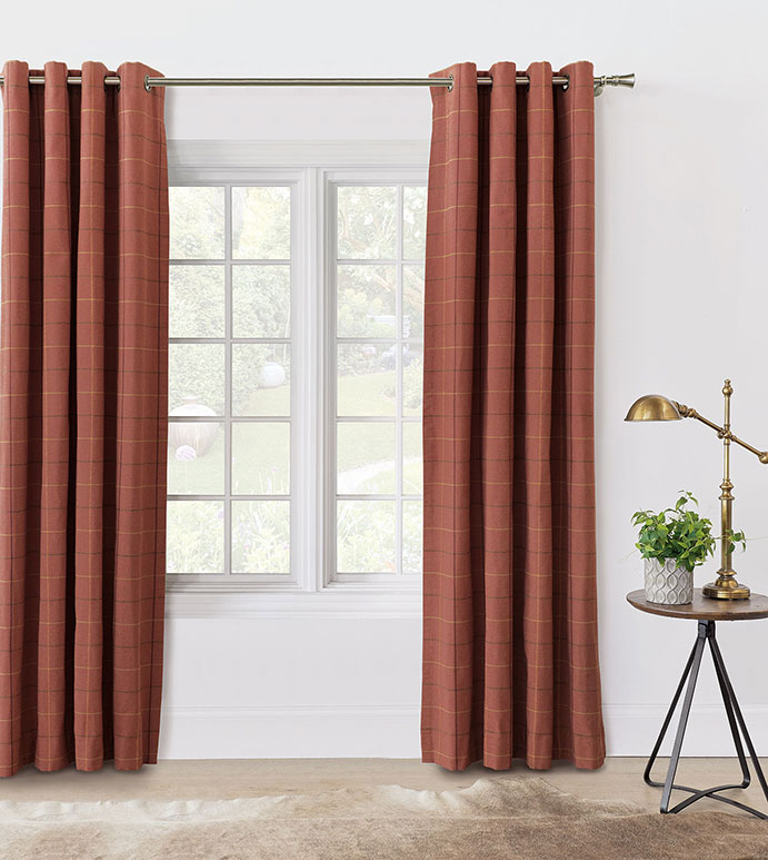 Chalet Check Curtain Panel in Autumn