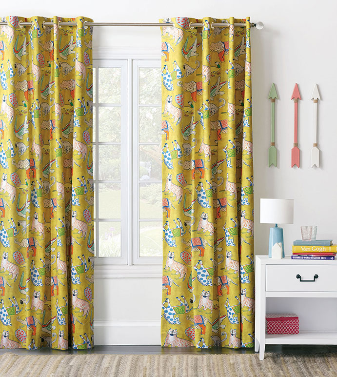 Hullabaloo Grommet Curtain Panel In Lemon