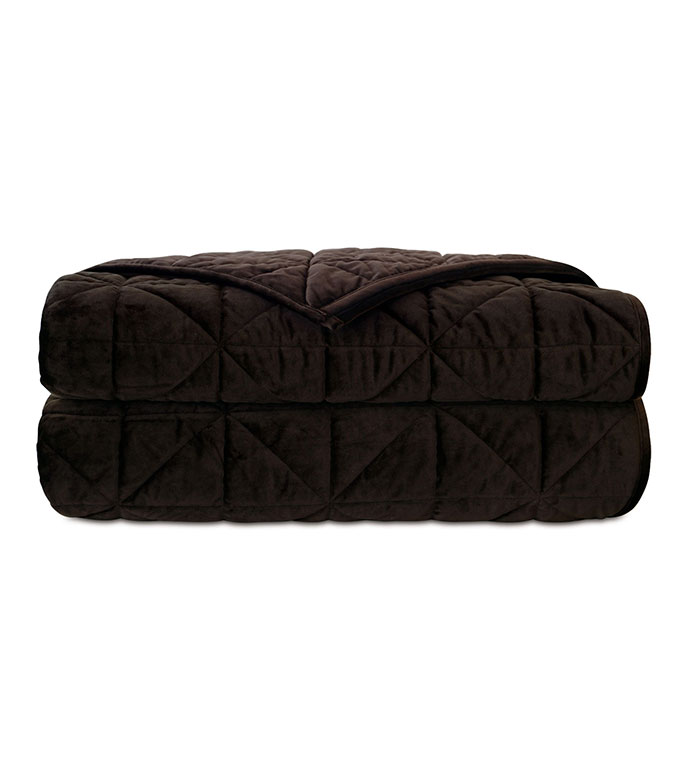 Nova Quilted Velvet Coverlet in Cocoa