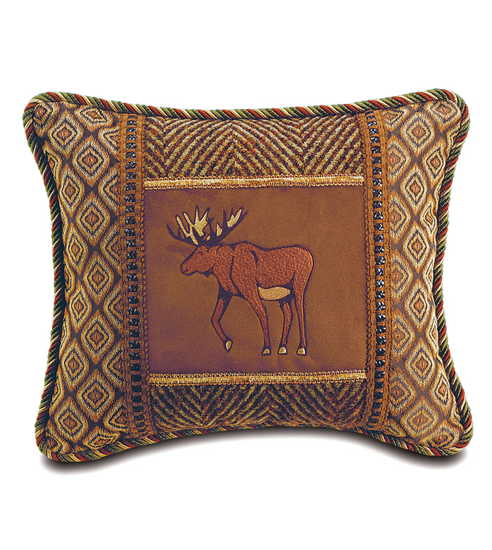 Dakota: Embroidered Moose Collage Decorative Pillo