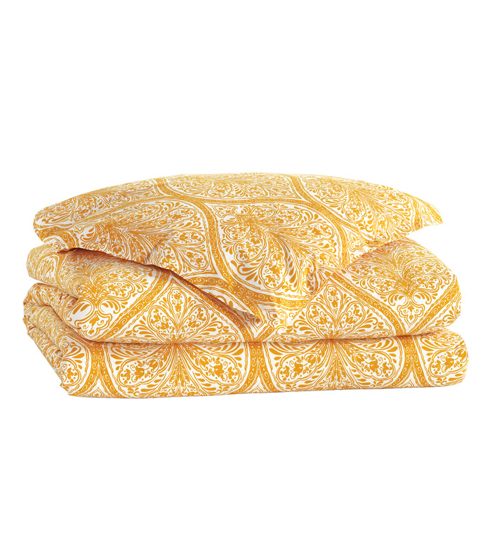 Adelle Percale Duvet Cover In Saffron
