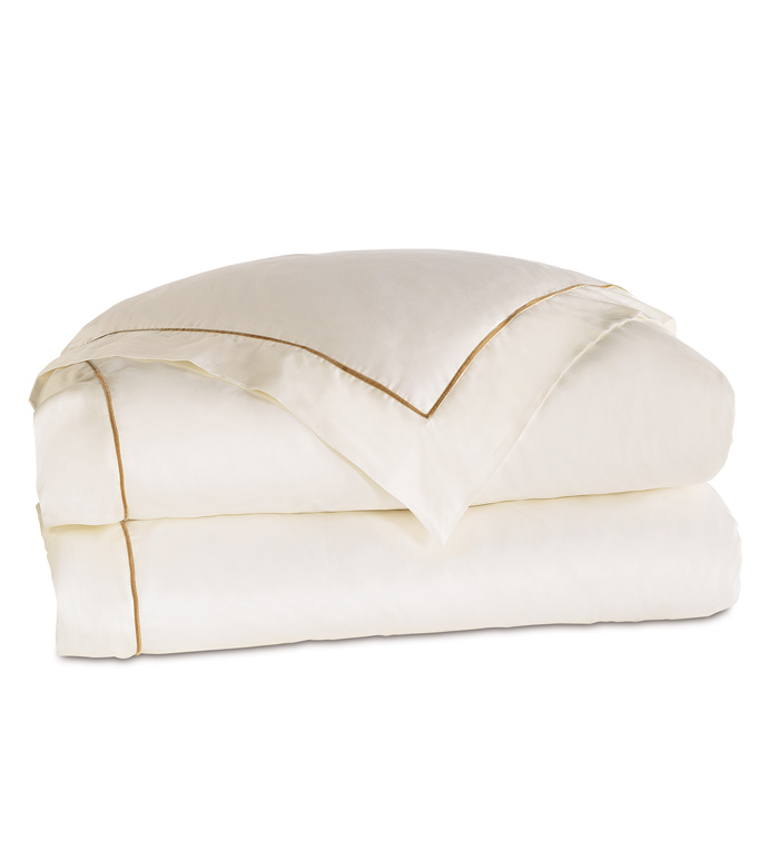 Linea Velvet Ribbon Duvet Cover In Ivory & Antique