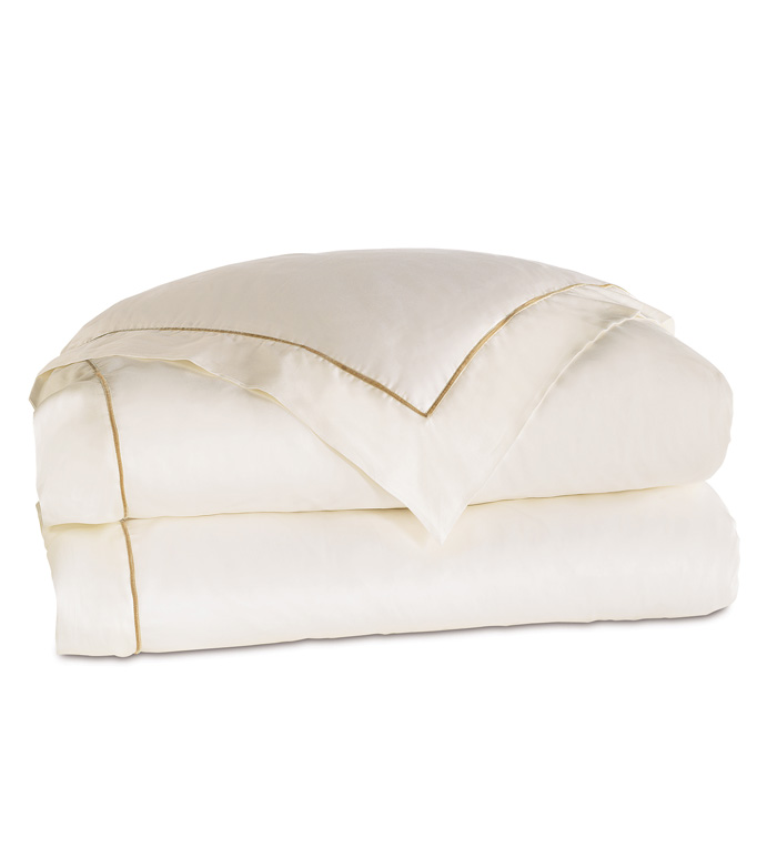 Linea Velvet Ribbon Duvet Cover In Ivory & Sable