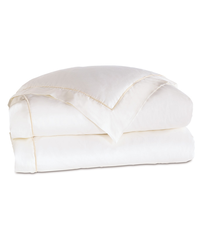 Linea Velvet Ribbon Duvet Cover In White & White