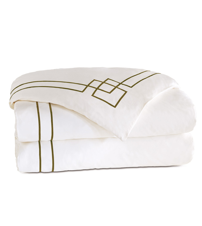 Grafico White/Oliva Duvet Cover