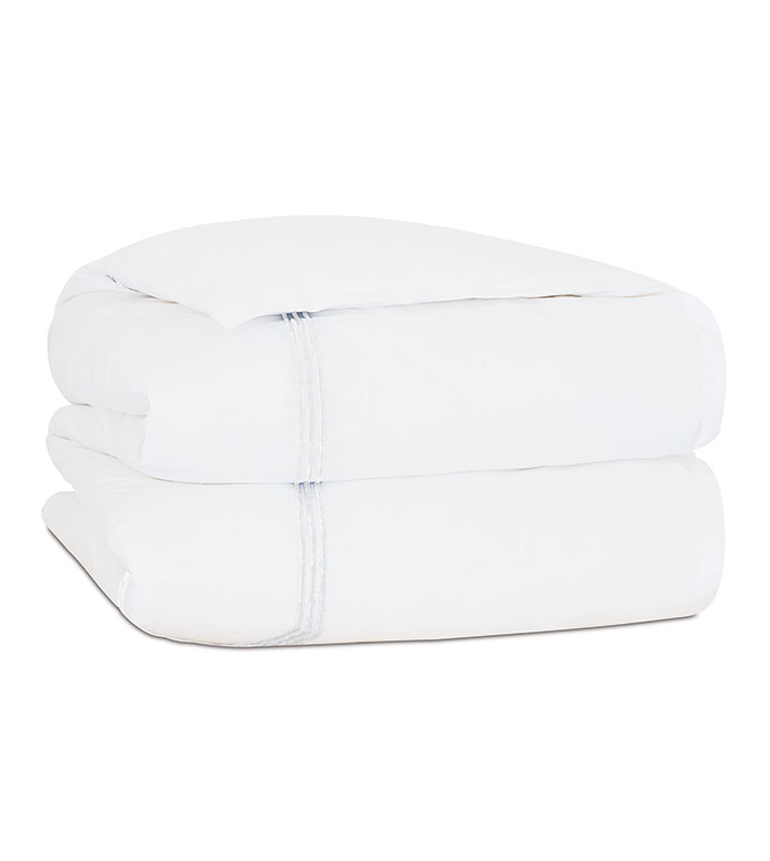 Tessa Satin Stitch Duvet Cover in White/White