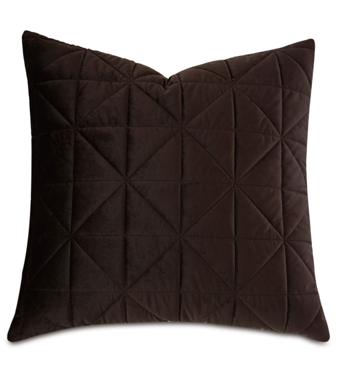 Nova Quilted Velvet Euro Sham in Cocoa