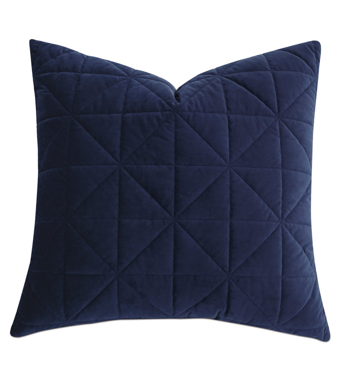 Nova Quilted Velvet Euro Sham in Indigo